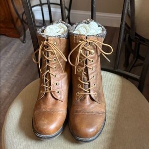 Steve Madden Brown Lace-Up Ankle Boots